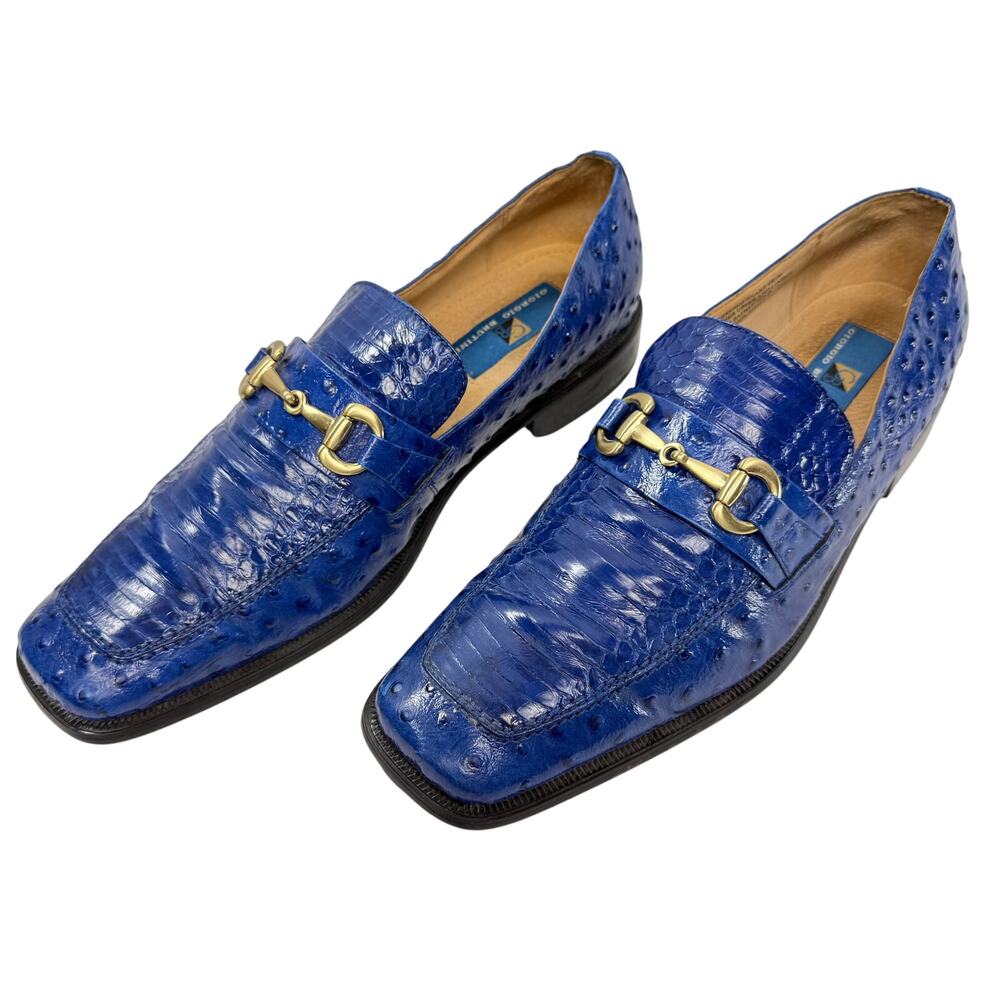 Snake Skin Horse Bit Loafer Men Size 10.5M Giorgio Brutini Royal Blue Almond Toe
